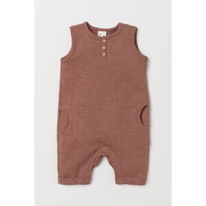 H&M Sleeveless Romper Dark Old Rose Brown Size 4-6 Months Organic Cotton